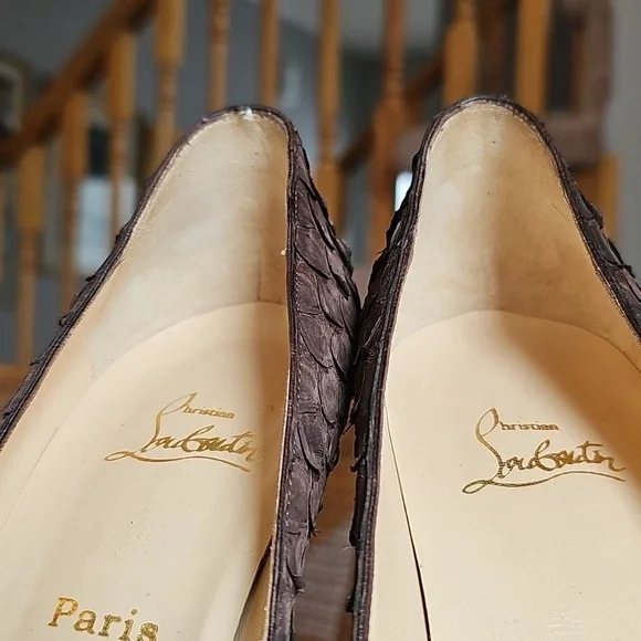 Louboutin Python Peep-Toe Heels - Picture 5 of 13